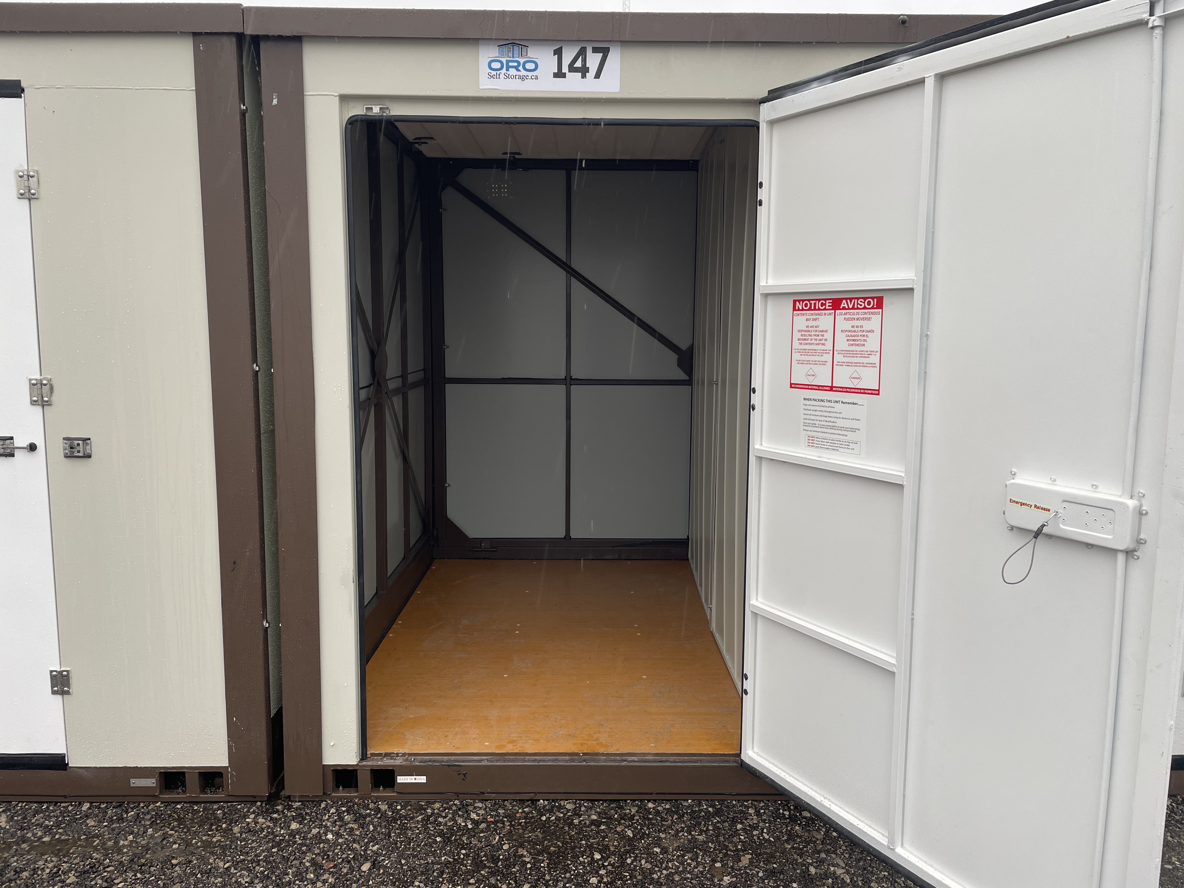 Clean 5x10 storage unit interior